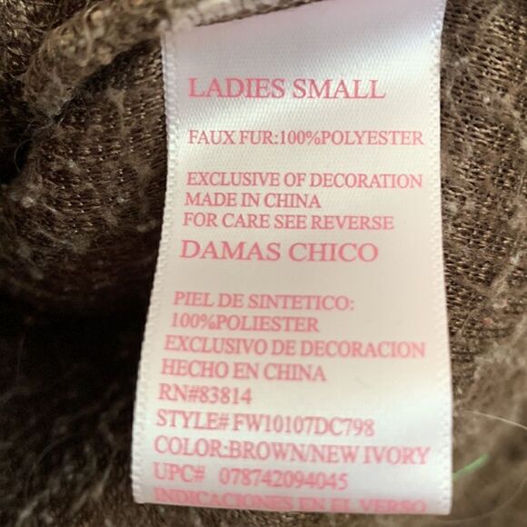 Brown Sweatshirt Sherpa Jacket Quarter Zip womens Small - Picture 4 of 5